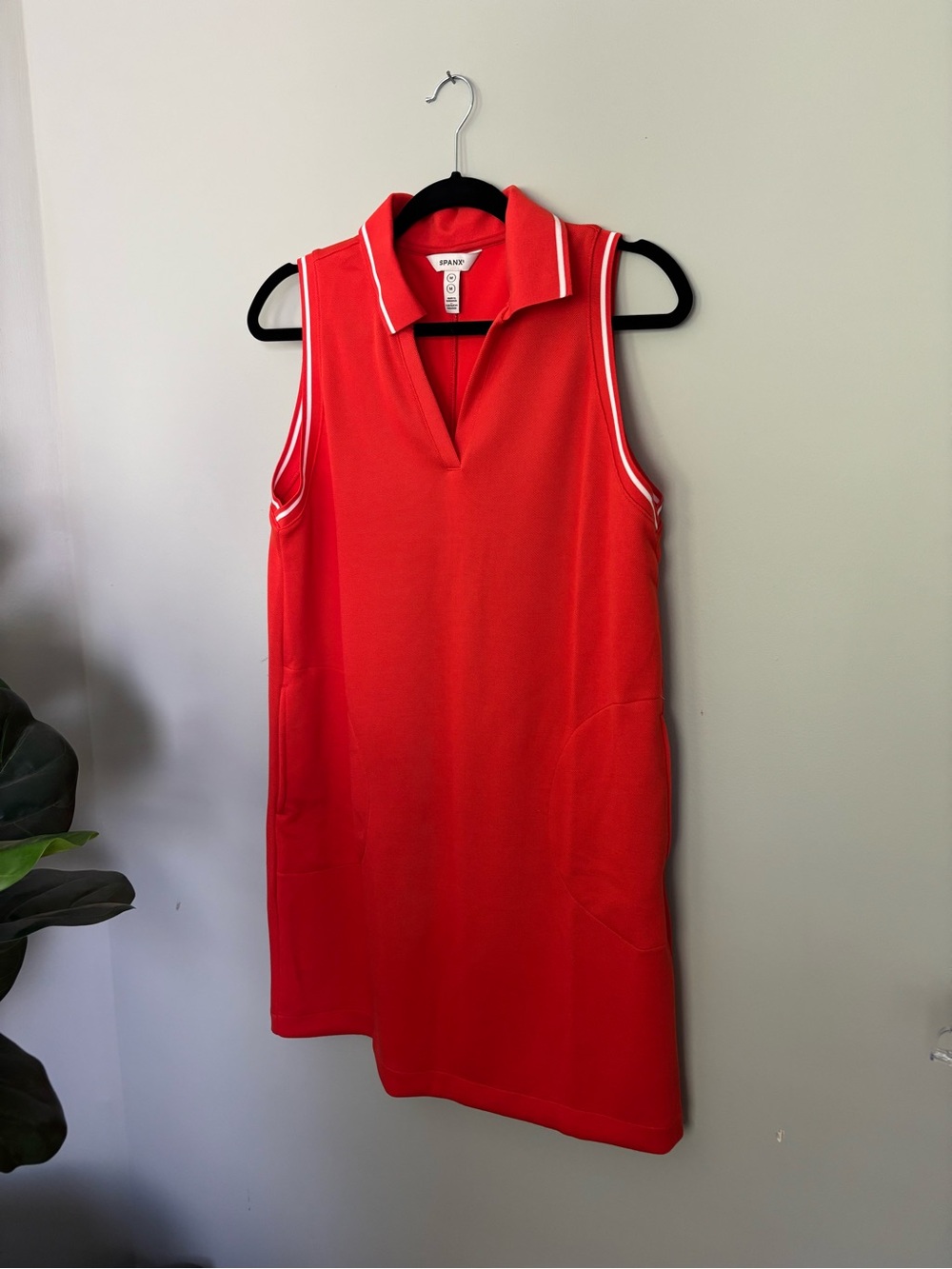 SPANX Red Polo Romper with White Trim